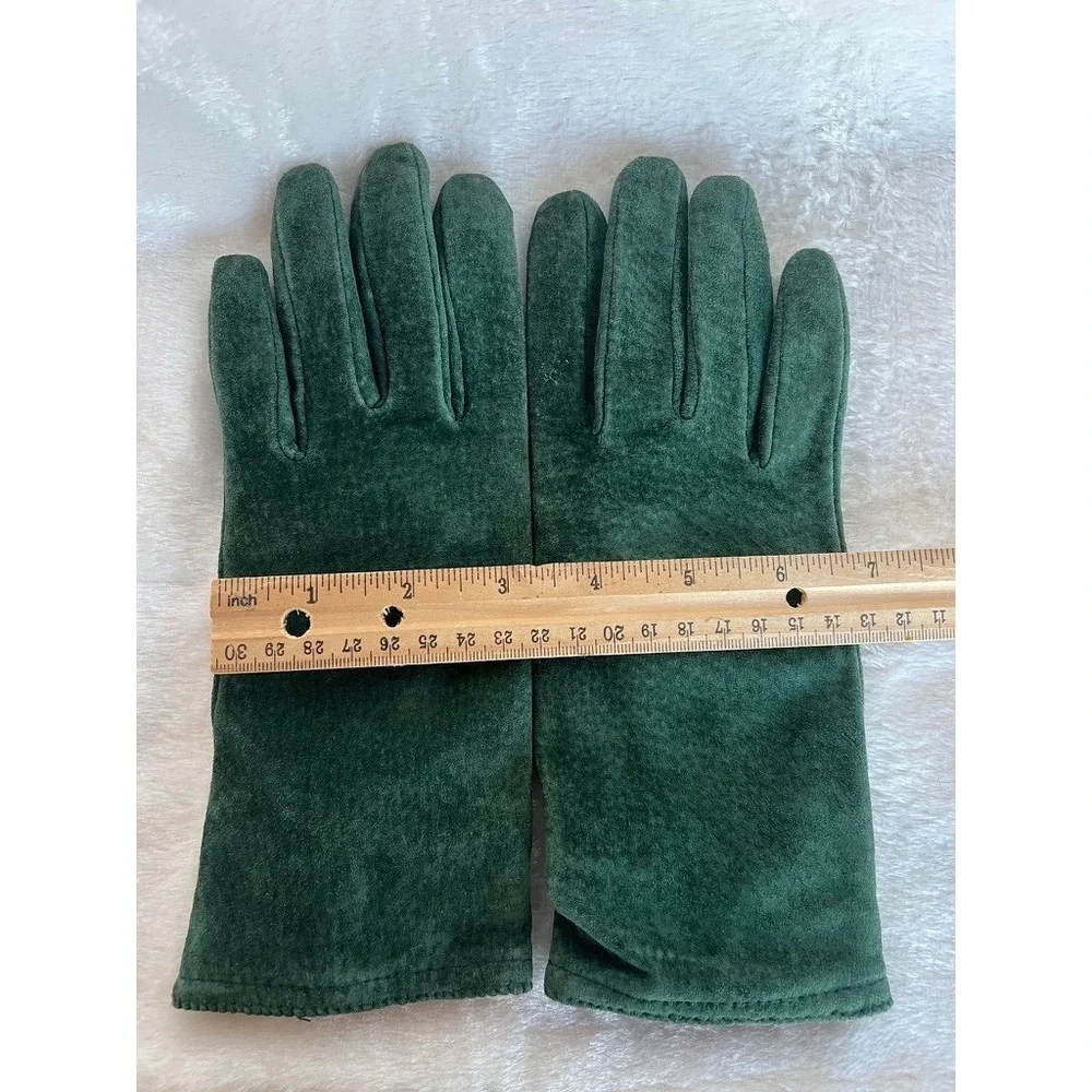 Suede Gloves Forest Green Lined Med Dark Academia Vintage MCM Forestcore Classic